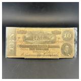 1864 $10 Dollar Confederate Currency