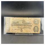 1864 $5 Dollar Confederate Currency
