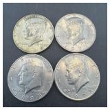 (4) Silver Kennedy Half Dollars (1969-1985)
