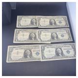 (6) 1957 $1 Silver Certificates Note