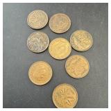 (8) Canadian Pennies (1940s-1950s)