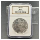 1887 MS63 Toner Morgan Silver Dollar