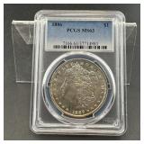 1886 MS63 Toner Morgan Silver Dollar