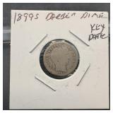 1899-s Barber Silver Dime Key Date