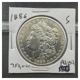 1886-s Morgan Silver Dollar, 750,000 Minted