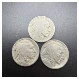 (3) 1929 Buffalo Nickels