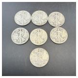 (7) Silver Walking Liberty Half Dollars - 18-s, 23