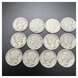 (8) 1944-s & (4) 1944-d Silver Mercury Dimes