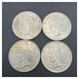 (4) 1923 Peace Dollars (silver)