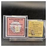 Japanese Silver Samurai Bar And Porcelain Currency