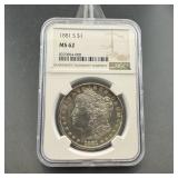 1881-s Ngc Ms62 Morgan Silver Dollar