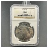 1923 Ms65 Peace Silver Dollar