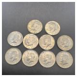(10) 40% Kennedy Silver Half Dollars (1967)