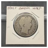 1901-s Barber Silver Half Dollar