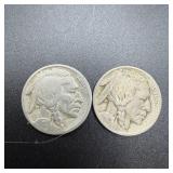 (2) 1923 Buffalo Nickels