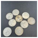 (6) Canadian Silver Quarters