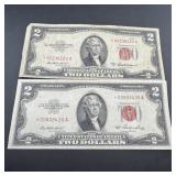 Star (2) 1953 $2 Red Seals Star Notes