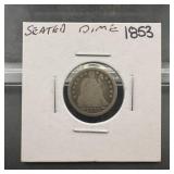 1853 Seated Silver Dime