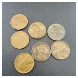 (7) Wheat Cent Pennies including 1919