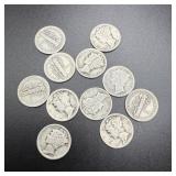 (3) 1934-s & (8) 1934-d Silver Mercury Dimes