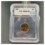 1967 Ms66 Rd Memorial Penny
