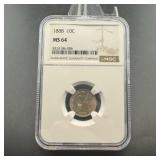 1888 Seated Silver Dime Ms64