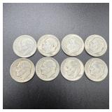 (8) 1950 Silver Roosevelt Dimes