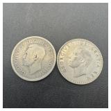 (2) King George Canadian Quarters