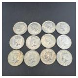 (12) 40% Kennedy Silver Half Dollars