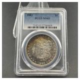 1883 MS63 Toner Morgan Silver Dollar