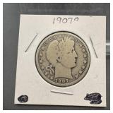 1907-o Barber Silver Half Dollar