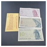 1964 Indonesian Sen Banknotes (1, 5, & 10)