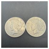 (2) 1925 Peace Dollars (silver)