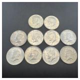 (10) 1964 Kennedy Silver Half Dollars