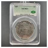 1887 Cac Ms61 Morgan Silver Dollar
