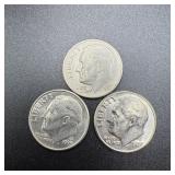 1962, 1967, & 1987 Silver Roosevelt Dime