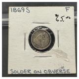 1869-S Seated Silver Dime and Half Dime Higher Gra