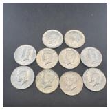 (10) 1964 Kennedy Silver Half Dollars