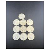 (10) 1964 Kennedy Silver Half Dollars