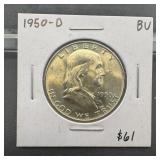 1950-d Franklin Silver Half Dollar