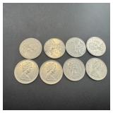 (8) 1975 Canadian Quarters