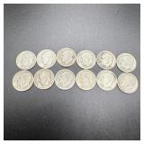 (12) 1948 Silver Roosevelt Dimes