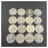 (16) Silver Washington Quarters (mixed Dates)