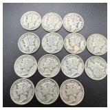 (14) 1945 Silver Mercury Dimes