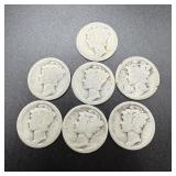 (7) No-date Silver Mercury Dimes