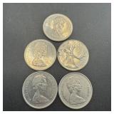 (5) 1979 Canadian Quarters