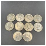 (10) 40% Kennedy Silver Half Dollars (1967)