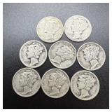 (8) 1942 Silver Mercury Dimes