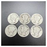 (5) 1917-s & 1917-d Silver Mercury Dimes