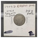 1909-d Barber Silver Dime